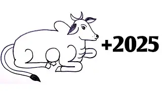 Bull Drawing Easy Trick with 2025 Year Number | Amazing Ox Drawing From 2025 Year 