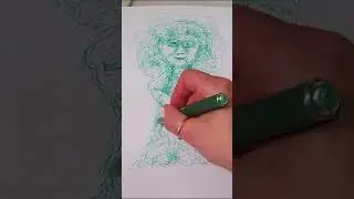 Scribble art - She is green - Ink - Keep the pen on the paper