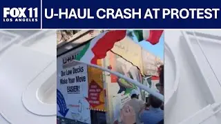 LIVE: U-Haul plows thru protesters in Westwood | FOX 11 LA