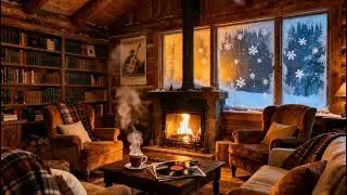 Soft Jazz Study Environment: Cozy Coffee Shop with Fireplace...