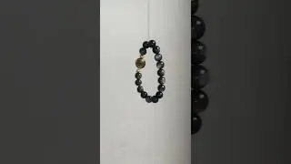 Silver Obsidian + yellow tiger's eye stone bracelet