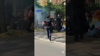 Demonstrators opposing a large warehouse project in Paris suburb face police intervention
