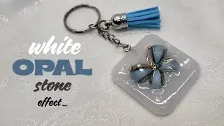 The Simple Epoxy Resin Keychain Idea - WHITE Opal effect &  Butterfly Ornament -  Handmade Gift Idea
