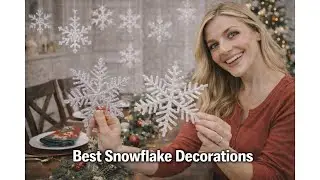 ❄️ Набор фигурок снежинок Whaline Snowflake Cut-Outs с блестками, голубыми и серебряными снежинка...