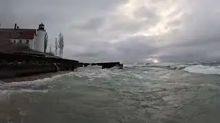 Point Betsie Lighthouse getting some wave action!