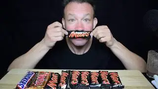 ASMR CHOCOLATE CANDY BARS EATING SOUNDS SNICKER TWIX MARS PROTEIN CHOCO SHAKE VIEWINGASMR