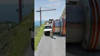 Cars & School Bus vs Giant Pit Bollards Crash #2 - BeamNG.Drive