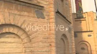 Paving Stone Brick Walls Road Paved Yellow Square Stones Way to a Dormition Cathedral at Holy