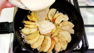 Яблочный пирог из сковороды с 1 яйцом
