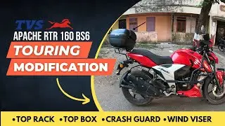 TVS Apache 160 4v Top Rack and Top Box Install || long tour modification | ASG 40 Litres Top Box |