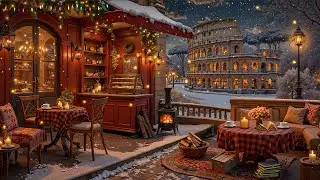 New Year Jazz Instrumental 🎄 Jazz Relaxing Music at Cozy Winter Coffee Shop Ambience with Snowfall