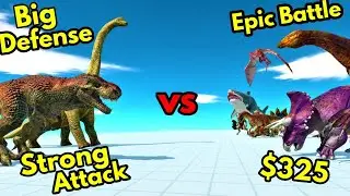 T-rex Brachiosaurus vs random team same price ARBS Animal Revolt Battle Simulator