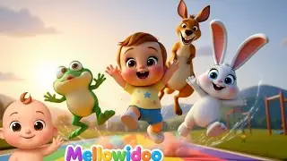 🐸🦘 Animal Jump Race Song for Babies 👶 | Jump Jump Baby Dance | Mellowidoo Nursery Rhymes