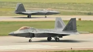 (HD) Colorado Springs Airport: F-22 Raptors & Other Visitors!