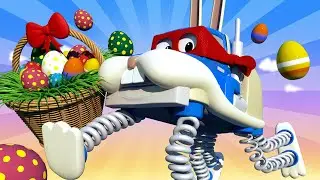 SURPRISE EGGS : The easter bunny - Carl the Super Truck  Car City & Monster Town ! Trucks Cartoons