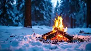 Alone in Arctic Forest [4K] - Super Crisp Crackling Fire ASMR (No Wind / 3 Hours)