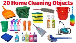 20 Home Cleaning Objects Names | Learn Cleaning Items in English | Kids Daily Use Video