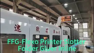 Impresora flexogr&aacute;fica FFG, ranuradora, troqueladora rotativa, plegadora y encoladora en l&iacute;nea