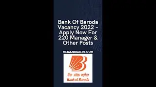 Bank Of Baroda Vacancy 2022 &ndash; Apply Now For 220 Manager & Other Posts | Bank Latest Jobs #shorts