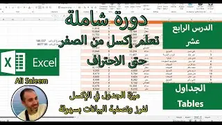 الجداول في الإكسل أداة مثالية للتعامل مع البيانات بمرونة. الدرس 14