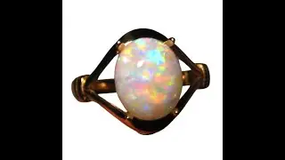 White Opal Ring Solid 14k Gold - Quality White Opal - 7499 | FlashOpal
