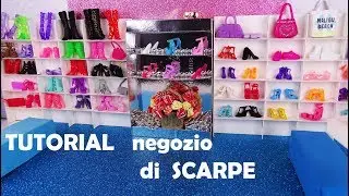 TUTORIAL negozio di SCARPE per barbie, scatoline, scaffali, come creare mini negozio