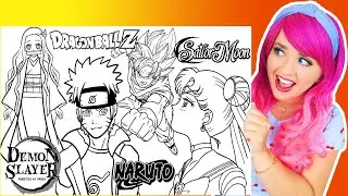 Coloring Demon Slayer, Naruto, Sailor Moon & DragonBall Z Anime & Manga Coloring Pages | Markers