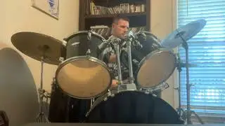 Brian Peterson playing drums May 2022