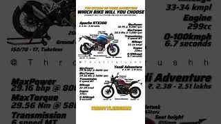 Apache RTX 300 vs Yezdi Adventure Spec & Price 2025 #topspeed #milage #adventure #yezdi #new #bike