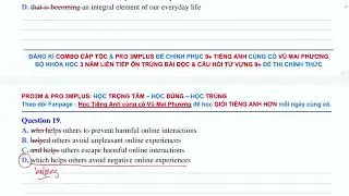 Mẹo Tiếng Anh | Bí quyết dành trọn điểm câu  Đọc điền khuyết thông tin trong đề thi tốt nghiệp THPT