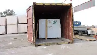 MARBLE BLOCKS STUFFING INTO CONTAINER 20' BOX BY TIRRENA SPA - CARRARA - ITALY