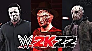 Jason Voorhees vs. Michael Myers vs. Freddy WWE 2K22