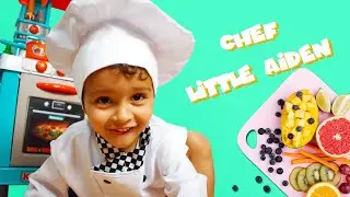 Little Aiden learning to cook. Unboxing Little Chef Kids Cook