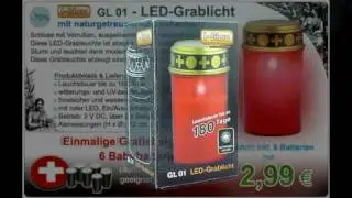 I-Glow GL 01 LED-Grablicht mit naturgetreuem Kerzenflackern