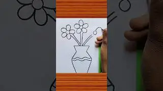 Flower Pot Drawing / Flower Vase Drawing / Flowers Drawing #shorts