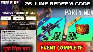 Free Fire Redeem Code Today 26 June 2021 | Free Fireire Redeem Code Today | Free Fire New Event