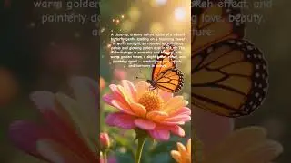 #dreamy #nature #scene of a #vibrant #butterfly gently landing on a #blooming #flower in #sunlight