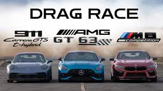 AMG GT63 Pro vs 911 GTS T-Hybrid vs M8 Competition xDrive Coupe