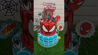 Two tier spider man theme cake #cake #viral #ytshorts #birthday #anniversary #spiderman #trending