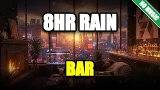 Rain Sounds for Sleeping 8 Hours | Cozy Sky Bar Fireplace & Heavy Storm