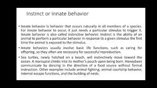 Instinct (stereotype behaviour) in ethology