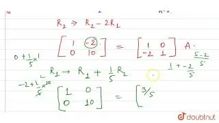 By using elementary row operations, find the inverse of the matrix   `A=[{:(1,-2),(2,