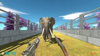 FPS Avatar with Shotgun and Grenade launcher on the spiral path - Animal Revolt Battle Simulator