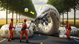 Brave Rescue Team Saves Wild Wolf from Giant Python Monster 🐺🐍