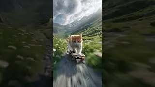 😺 cat racing downhill on steady #skateboard. #alpineclimbing #mountainsports #mountainsummit