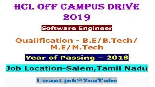 HCL Off Campus Drive for Software Engineer 2019....