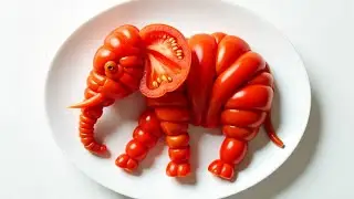 Elephant Made from Tomato | Unique Vegetable Carving Idea | Vegetable Carving Tutorial