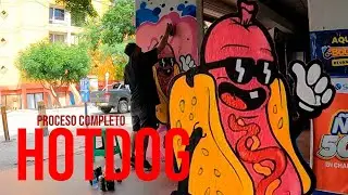 HOTDOG GRAFFITI CARTOON, Proceso completo en el RODADERO SANTA MARTA Colombia. ASMR Sonido Ambiente.