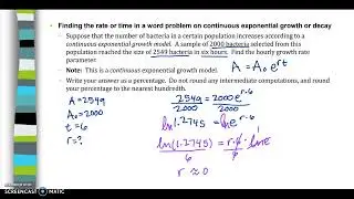 Finding the rate or time in a word problem on continuous exponential growth or decay