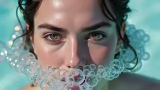 Atlantean Goddesses | AI Female Beauty with Waterfall & Floating Water Bubbles